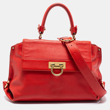 Salvatore Ferragamo Red Leather Sofia Top Handle Bag