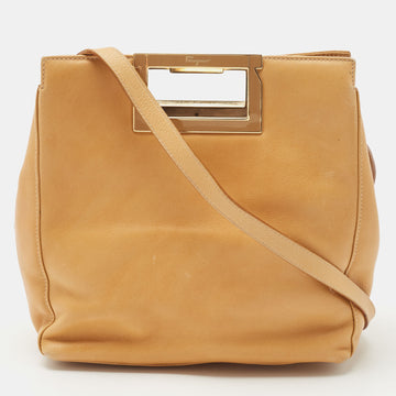 SALVATORE FERRAGAMO Tan Leather Shoulder Bag