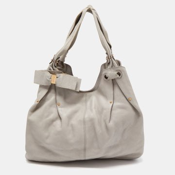 SALVATORE FERRAGAMO Grey Leather Hobo