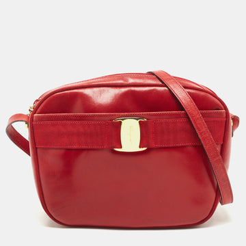 SALVATORE FERRAGAMO Red Leather Camera Crossbody Bag