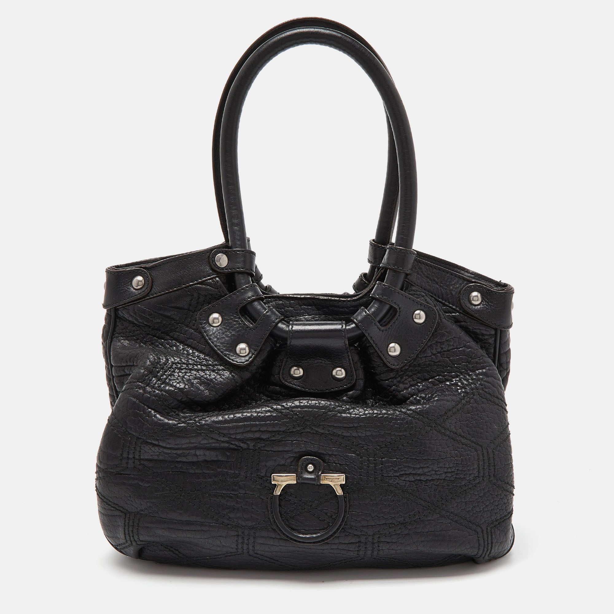 Salvatore ferragamo black online handbag