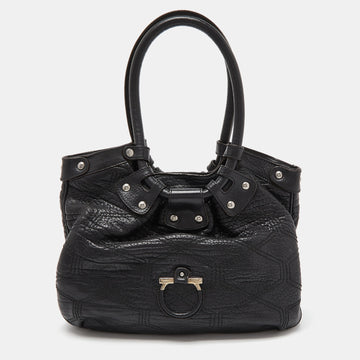 SALVATORE FERRAGAMO Black Leather Shoulder Bag