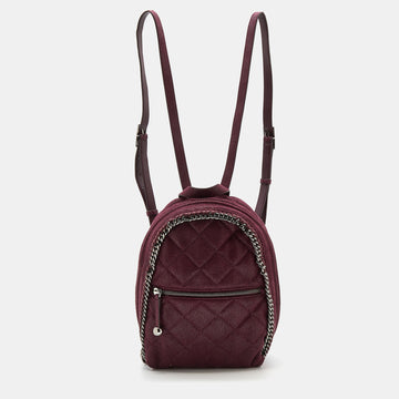 Stella McCartney Burgundy Quilted Faux Suede Shaggy Backpack