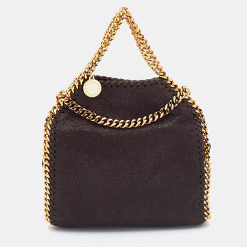 STELLA MCCARTNEY Brown Faux Suede Tiny Falabella Tote