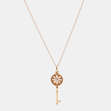 Tiffany & Co. Daisy Key Diamond 18K Rose Gold Pendant Necklace