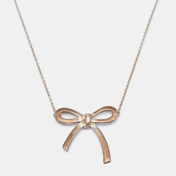 TIFFANY & CO. Sterling Silver Bow Pendant Necklace