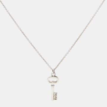 TIFFANY & CO. Mini Oval Key Sterling Silver Pendant Necklace