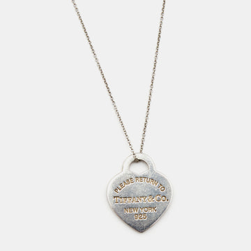 TIFFANY & CO. Return To Tiffany Sterling Silver Enamel Heart Tag Pendant Necklace