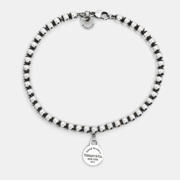 TIFFANY & CO. Return To Tiffany Circle Tag Sterling Silver Beaded Bracelet