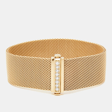 Tiffany & Co. Somerset Diamond 18K Yellow Gold Mesh Link Bracelet