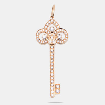 Tiffany & Co. Fleur de Lis Key Diamond 18k Rose Gold Pendant