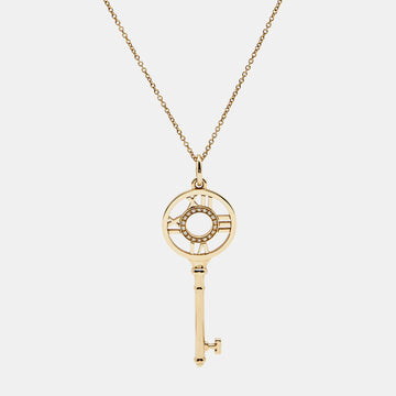 Tiffany & Co. Atlas Diamond 18k Rose Gold Pendant Necklace