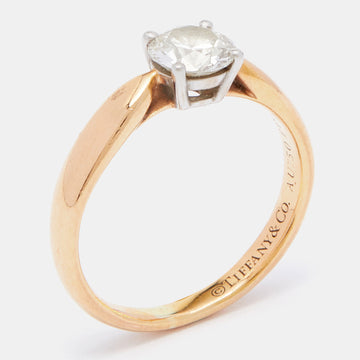 TIFFANY & CO. Harmony Solitaire Diamond 0.50 ct 18k Rose Gold Platinum Ring Size 45