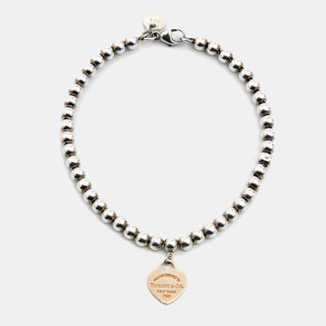 TIFFANY & CO. Return to Tiffany Heart 18k Rose Gold Sterling Silver Bead Bracelet