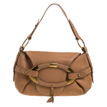 TOD'S Beige Leather Flap Hobo