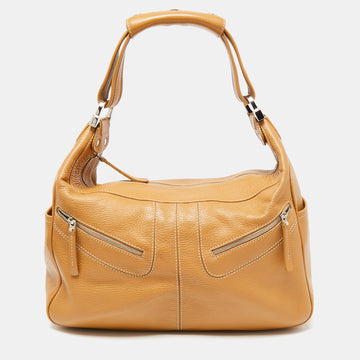 TOD'S Beige Leather Miky Shoulder Bag