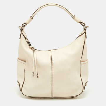 TOD'S Beige Leather Miky Hobo