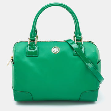 TORY BURCH Green Leather Robinson Boston Bag