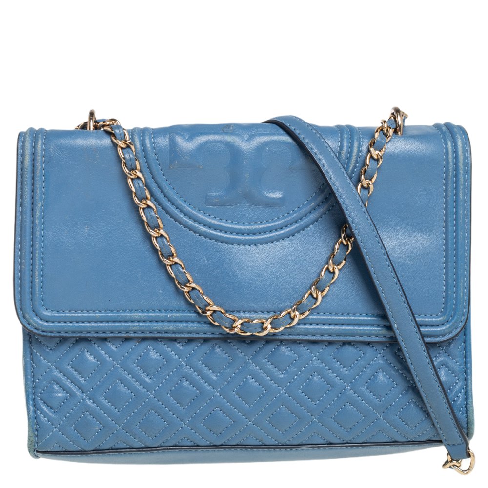 Tory burch 2025 blue leather bag