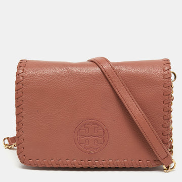 TORY BURCH Dusty Rose Leather Marion Whipstitch Shoulder Bag