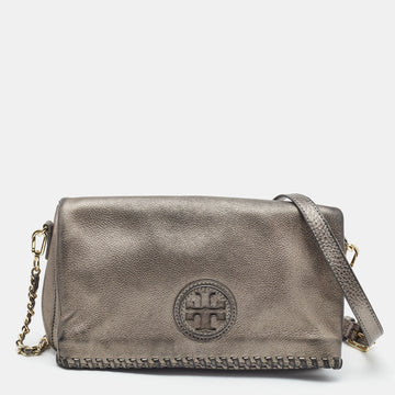 TORY BURCH Metallic Leather Foldover Crossbody Bag