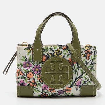 TORY BURCH Multicolor Floral Print Canvas and Leather Ella Crossbody Bag