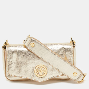 TORY BURCH Gold Leather Chain Crossbody Bag