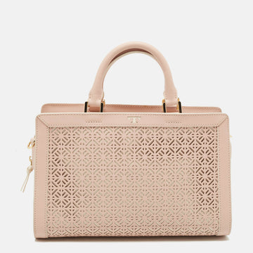 TORY BURCH Light Pink Cut-Out Leather Zip Tote