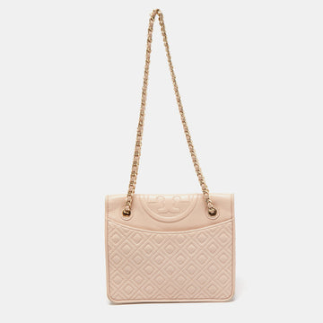 TORY BURCH Light Pink Leather Medium Fleming Shoulder Bag