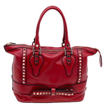 Valentino Red Leather Rockstud Bow Satchel