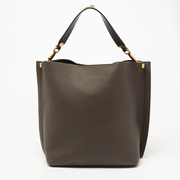 Valentino Grey/Black Leather Vlogo Shoulder Bag