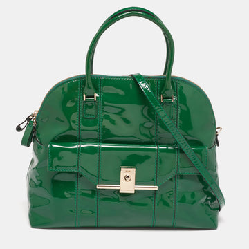 Valentino Green Patent Leather Front Pocket Satchel