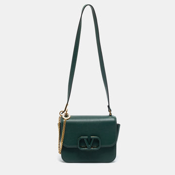Valentino Green Leather Small VSling Shoulder Bag