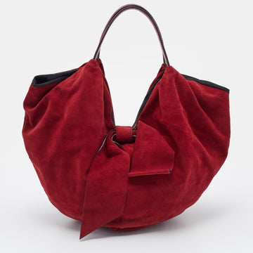 Valentino Red Suede and Leather 360 Bow Hobo