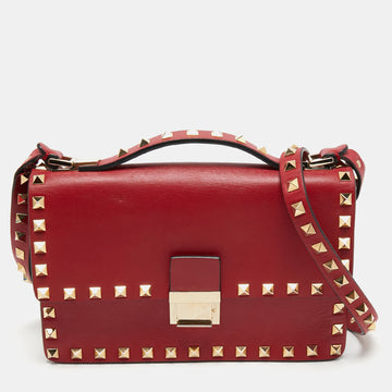 Valentino Red Leather Small Rockstud Shoulder Bag