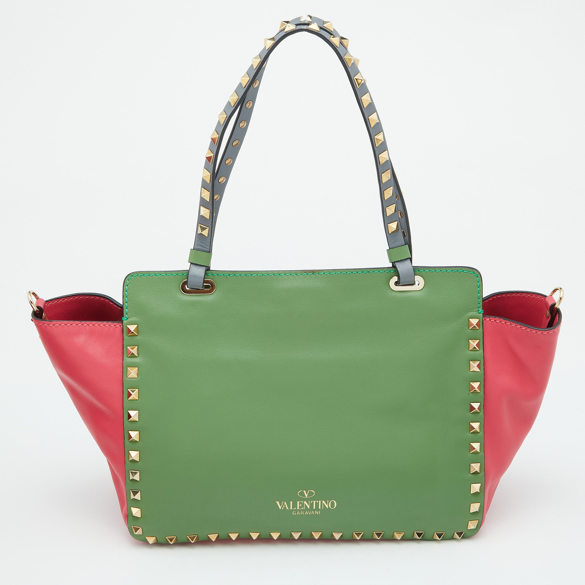 Valentino Multicolor Leather Small Rockstud Trapeze Tote