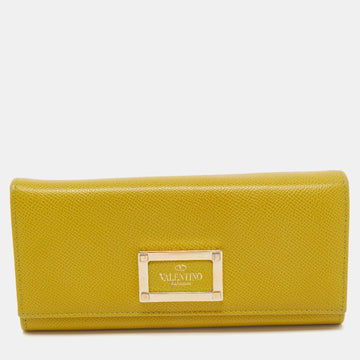 VALENTINO Green Leather Logo Flap Continental Wallet