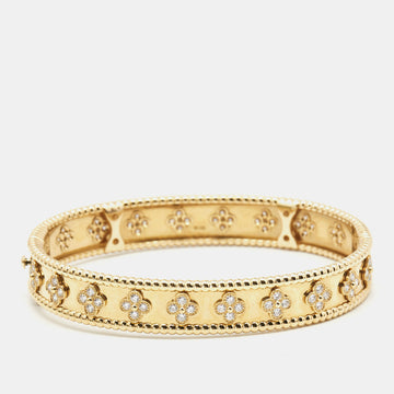 Van Cleef & Arpels Perlee Clover Diamonds 18k Yellow Gold Bracelet L