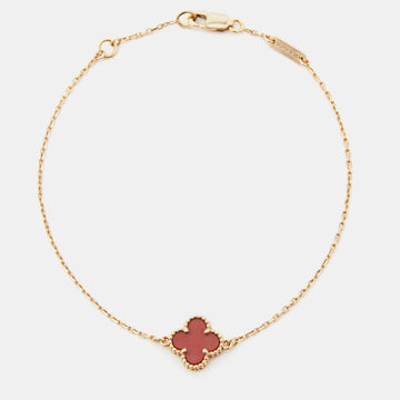 VAN CLEEF & ARPELS Sweet Alhambra Carnelian 18k Rose Gold Bracelet