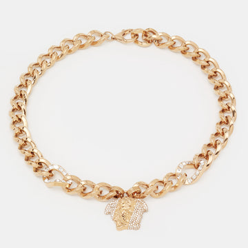 Versace Palazzo Medusa Crystals Gold Tone Necklace