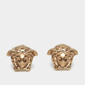 Versace Medusa Gold Tone Stud Earrings