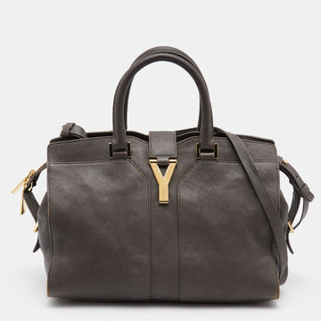 YVES SAINT LAURENT  Dark Grey Leather Small Cabas Y-Ligne Tote