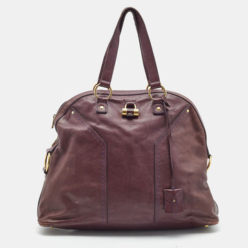YVES SAINT LAURENT Purple Leather Oversized Muse Bag