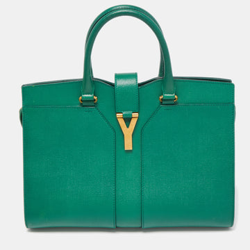 YVES SAINT LAURENT Green Leather Medium Cabas Chyc Tote