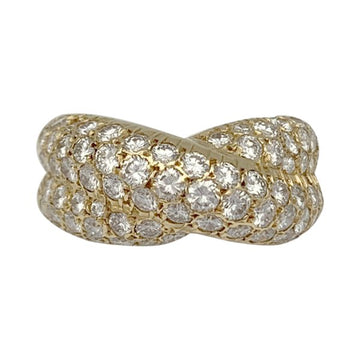 Yellow gold Crossed diamond ring.