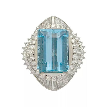 Aquamarine ring, diamonds.