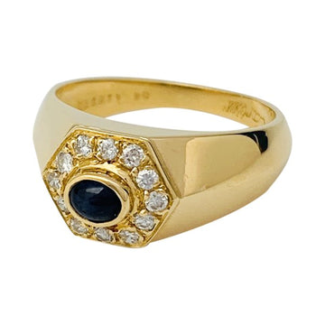 CARTIER Yellow gold ring, diamonds, sapphire.