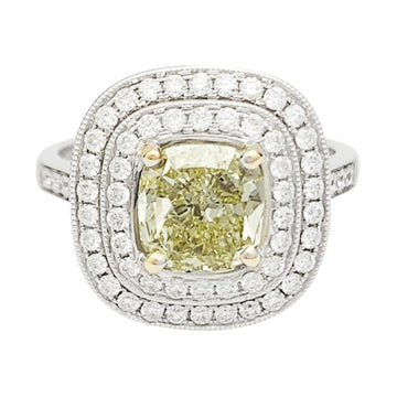 White gold ring, yellow diamond.