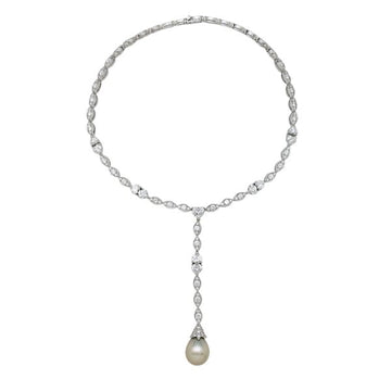 CARTIER white gold, diamonds and pearl necklace, Amour collection.