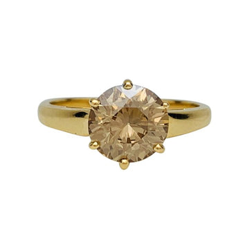 Yellow gold and 1,91 ct brown diamond ring.